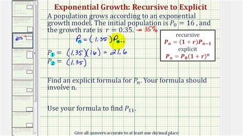 Ex Find An Recursive And Explicit Equation For Exponential Growth