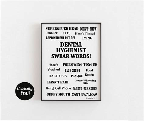 Dental Hygienist Swear Words Printable Surgery Decor Sign Etsy