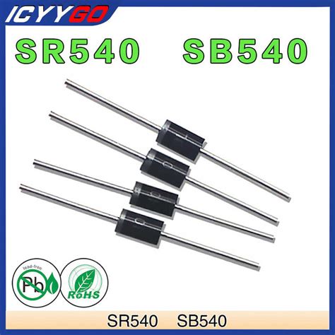 20 Pcs Sb540 Sr540 Schottky Barrier Rectifier Diodes 5A 40V Do 201Ad Do