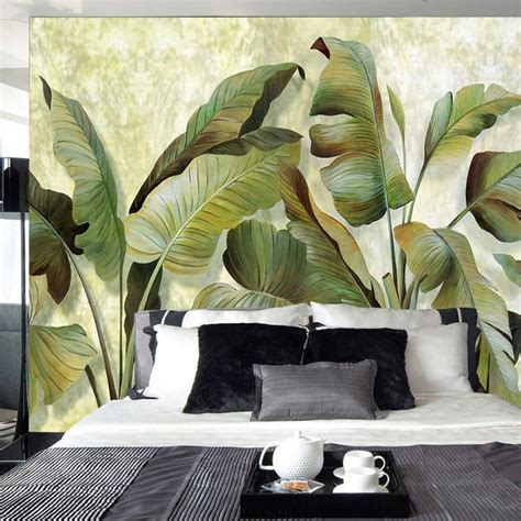 Papel Tapiz Con Paisaje De Bosque Tropical Mural De Pared Con Pintura