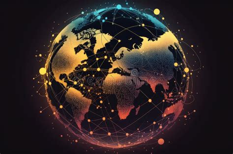 World Map Nodes Linked Lines Stock Photos Free Royalty Free Stock