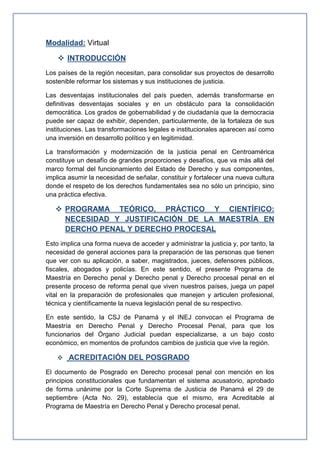 Programa de maestría en derecho penal y derecho procesal penal PDF