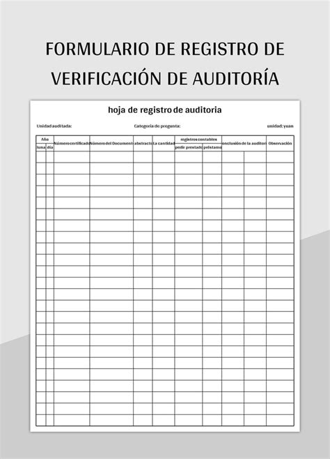 Plantilla De Formato Excel Formulario De Registro De Verificación De