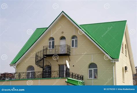 House With Green Roof Stock Photos - Image: 2279233