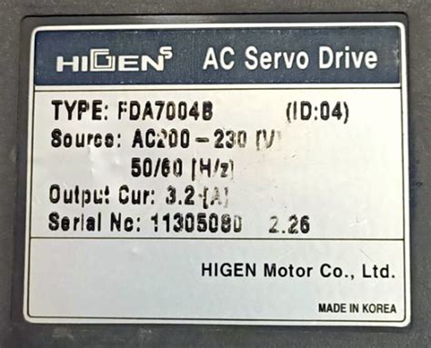 Higen Fda B V A Ac Servo Driver Sd Star International