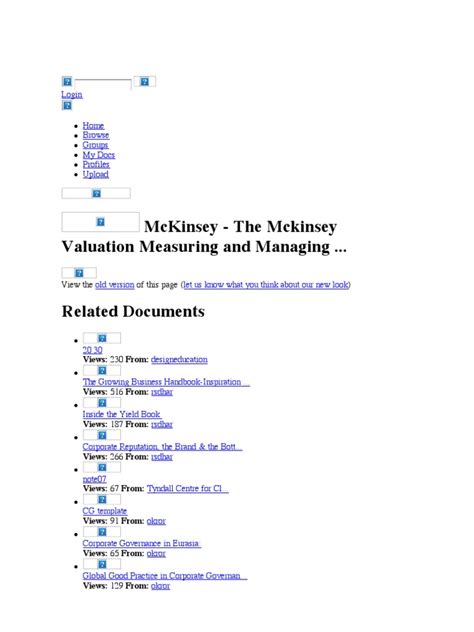 Mckinsey The Mckinsey Valuation Measuring And Managing The Value Of Companies Pdf Mc Kinsey