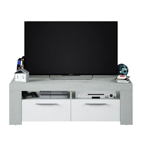 Meuble TV Avec 2 Portes Et 2 Niches De Rangement L120 Cm Monalia Fr