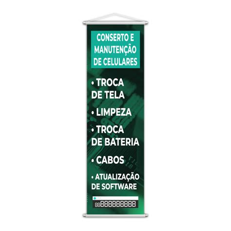 Banner Conserto Manutenção de Celulares Número Pix 100x30cm