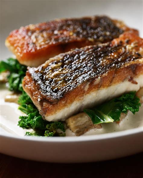 Pan Seared Barramundi with Tahini, Miso Eggplant and Kale