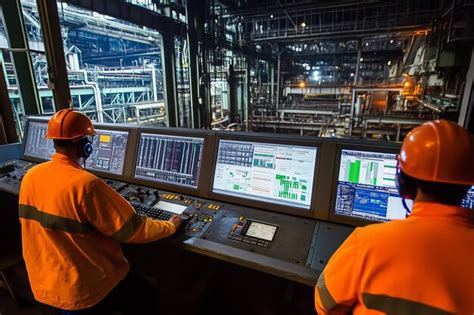 Operators Monitor Steel Plant Processes Premium AI Generated Image