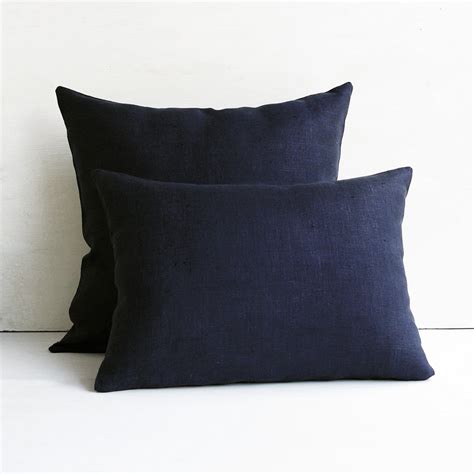 Navy Blue Throw Pillow Covers X X Linen Euro Sham Etsy