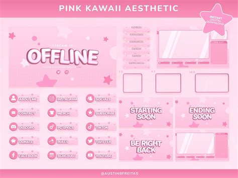 Cute Pink Twitch Package Complete Stream Bundle Scenes, Panels ...