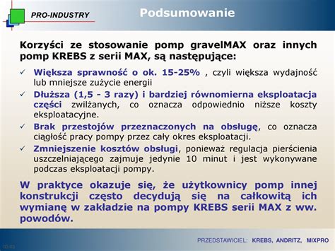 EFEKTY EKSPLOATACYJNE ZASTOSOWANIA POMP KREBS NA REFULERACH Ppt Pobierz