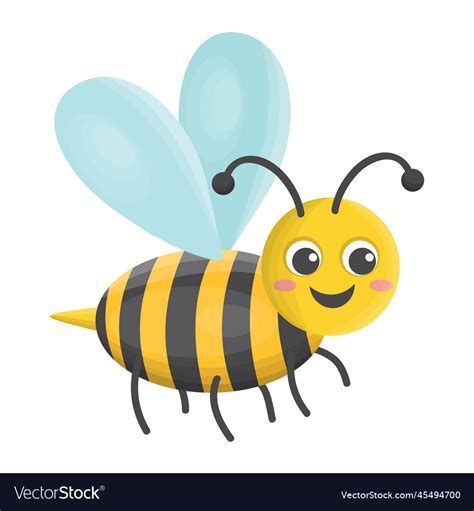 Cute Cartoon Little Happy Bee In Kids Flat Style Vector Image