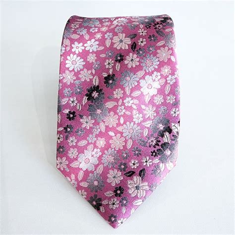 Corbata De Seda Italiana Rosa Liberty Gris Camisas Corbatas Y Accesorios