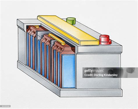 Cross Section Illustration Of A Leadacid Car Battery Stock Illustration