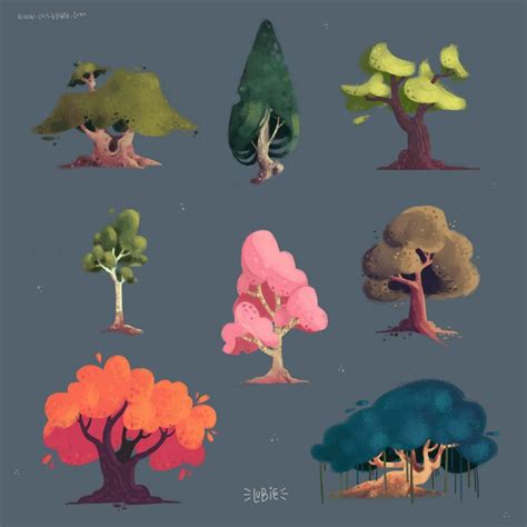 Pin By Laura Daogaru On Trees Cartoon Trees Tree Illustration