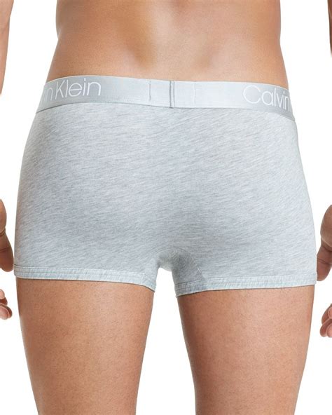 Calvin Klein Ultrasoft Stretch Modal Trunks In Grey Heather White