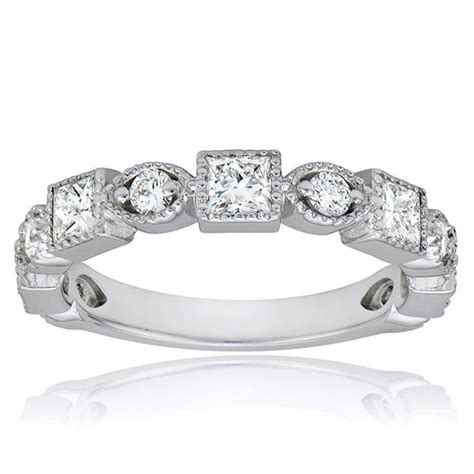 Dband01640 Alternating Diamond Wedding Band Bezel Set With Milgraine