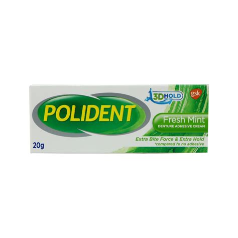 Polident Denture Adhesive Cream Fresh Mint 20g Foc 2s Cleanser