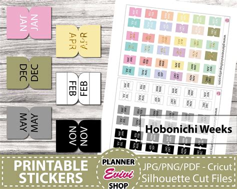 Hobonichi Weeks Monthly Tabs Hobonichi Weeks Printable Stickers