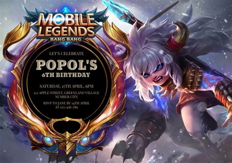 Mobile Legends Birthday Invitation Template Postermywall