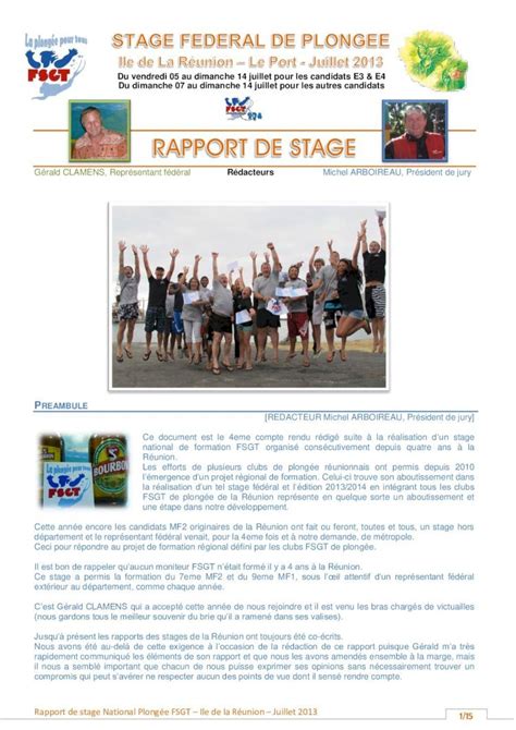 PDF Compte rendu de stage fédéral plongee fsgt org Ceci pour