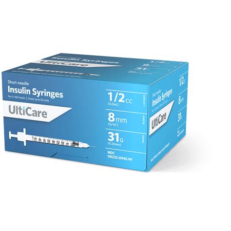 UltiCare 0.5 ml Insulin Syringe Regular Needle 31g, 5/16″ (8mm)