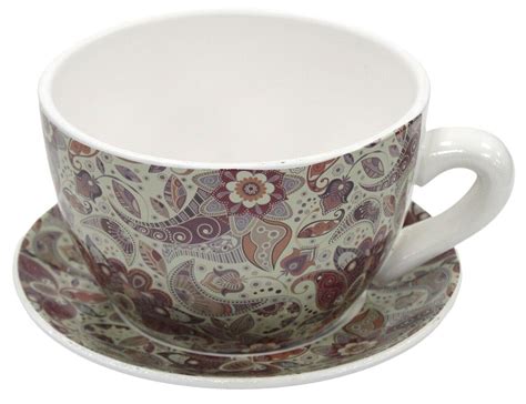 Giant Tea Cup And Saucer Planter Floral Paisley Planter Cm Etsy