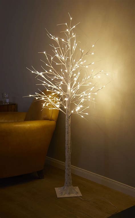 Arbre Lumineux Led Blanc Chaud Aspect Bouleau Avec Minuterie