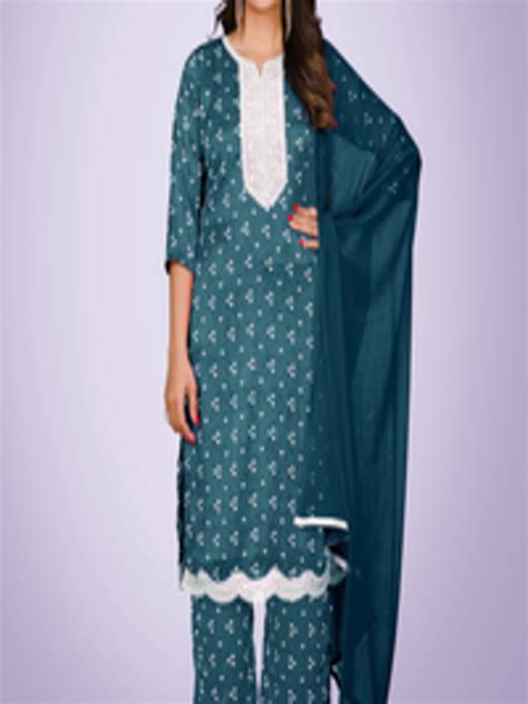 Buy KALINI Bandhani Printed Regular Thread Work Kurta With Palazzos