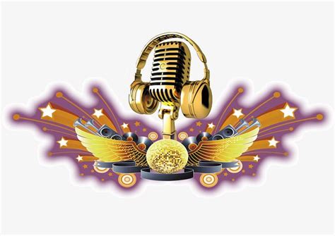 Golden Microphone With Wings Png Images Golden Microphone Music