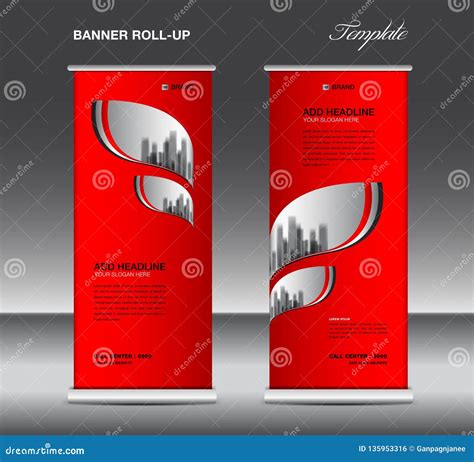 Red Roll Up Banner Template Vector, Advertisement, X-banner, Poster ...