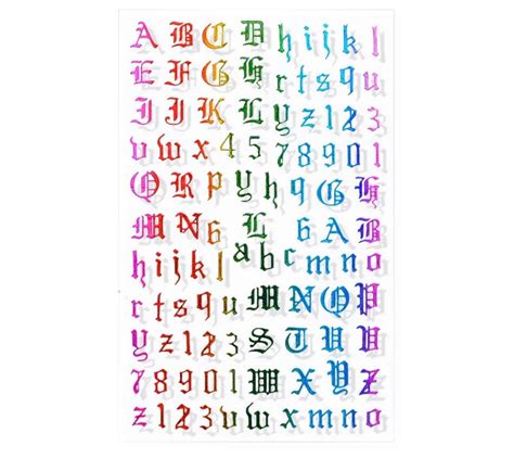 Old English Letter Sticker Multicolor Old English Numbers Etsy