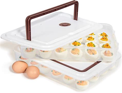 77l Deviled Egg Container With Lid Set Of 2 Plastic Deviled Egg Tray Carrier