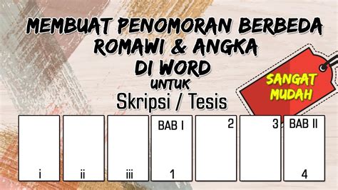 CARA MEMBUAT NOMOR HALAMAN BERBEDA ROMAWI DAN ANGKA DALAM 1 FILE MS