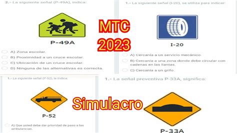 Simulacro Exmanen Reglamento De Tr Nsito Mtc Categor A A