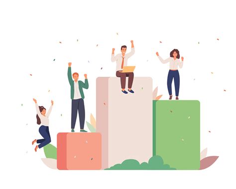 Workers rejoice on pedestal. Team finished work tasks. Productive work