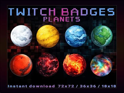 Planets Sub Badges Twitch Subscribers Badges Loyalty Twitch Graphics