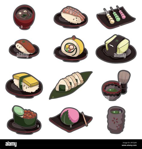 Cartoon Japanese Food Icon Set Stock Vector Image And Art Alamy