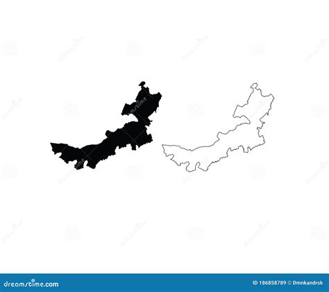 Mongolia Outline Map State Shape Country Borders Vector Illustration