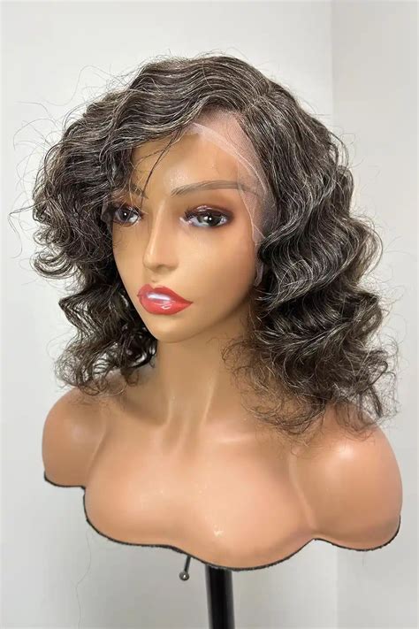 Salt And Pepper Hd Lace Wig 10 Inch Bob Glueless Human Hair 4 100 Human