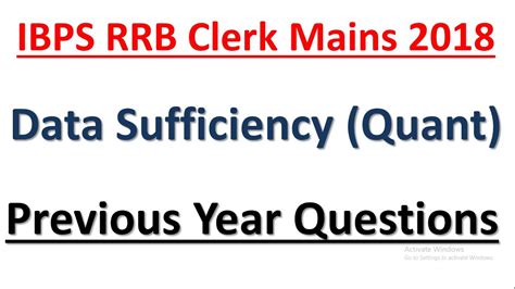 Ibps Rrb Clerk Mains Data Sufficiency Previous Year Questions