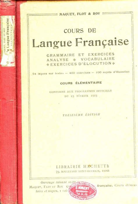 Cours De Langue Francaise Grammaire Et Exercices Vocabulaire