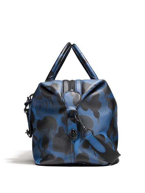 Coach Explorer Camo Print Leather Duffle Bag In Blue Lyst