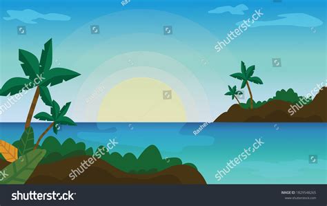 Summer Tropical Beach Coconut Tree Stock Vector Royalty Free