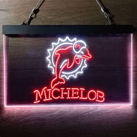 Michelob Bar Miami Dolphins Est 1966 Neon Like Led Sign White And Red