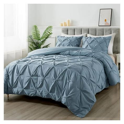 Djwcb Grayish Blue California King Pinch Pleat Comforter Sets104x96inch 3 Pieces Cal King