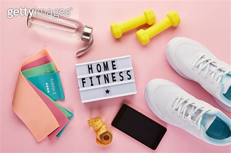 Creative Flat Lay Of Sport And Fitness Equipments