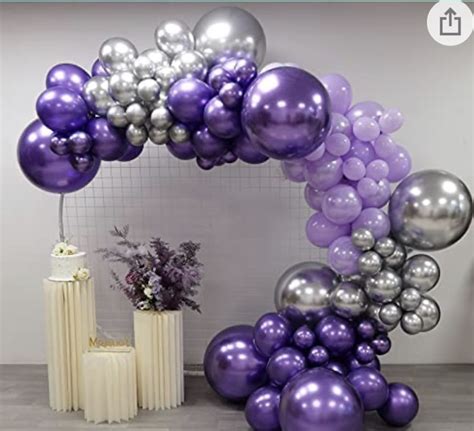 Purple Silver Balloon Garland Kit For Party Decorations